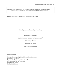 Handedness and Object Knowledge 1 Chrysikou, E. G., Casasanto