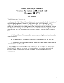 House Judiciary Committee Censure against Clinton Text and Vote