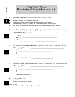 Grade 9 Essay Writing Deconstructing a 5x5 essay to
