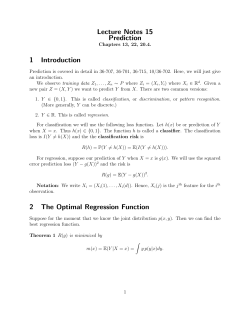 Lecture Notes 15 Prediction 1 Introduction 2 The Optimal