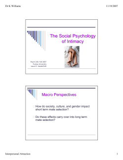 The Social Psychology of Intimacy