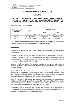 Nominal Duty for Certain Transactions Relating to Deceased Estates