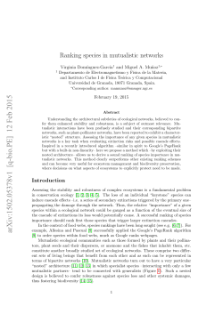 Ranking species in mutualistic networks