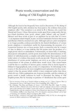 Poetic words, conservatism and the dating of Old English poetry