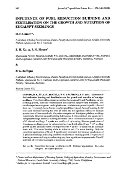 influence of fuel reduction burning and fertilisation on the
