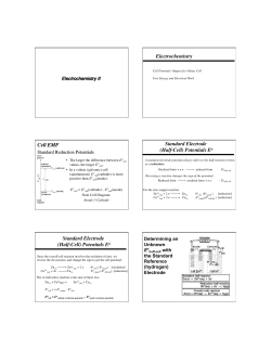 Electrochemistry Standard Electrode (Half