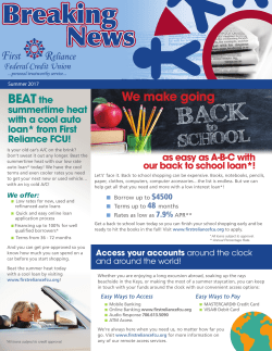 Newsletter - First Reliance Federal Credit Union