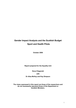 Gender Impact Analysis and the Scottish Budget Sport and Health