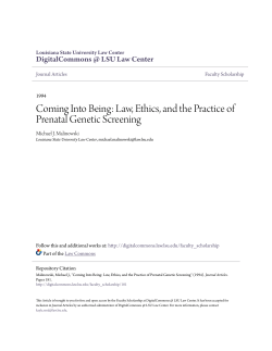Coming Into Being: Law, Ethics, and the Practice of Prenatal Genetic
