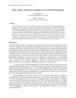 Race, Gender, and Self-Presentation in Teen Profile