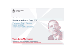 Has Obama learnt from FDR? Professor Tony Badger Clare College