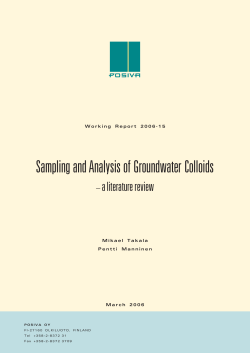 Sampling and Analysis of Groundwater Colloids