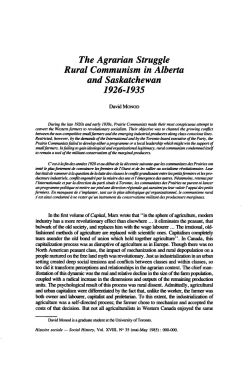 The Agrarian Struggle Rural Communism in Alberta and