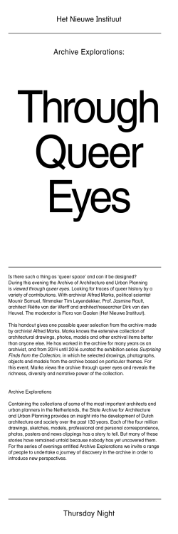 Thursday Night Het Nieuwe Instituut Archive Explorations: