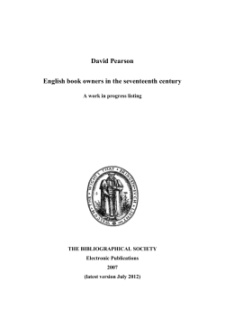 David Pearson English book owners in the seventeenth century