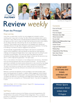 From the Principal - Pulteney Grammar School