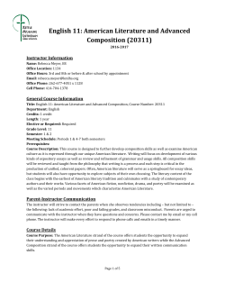 English 11: American Literature and Advanced Composition (20311)