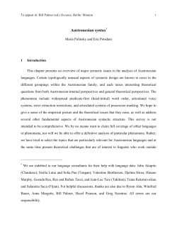 Austronesian syntax*