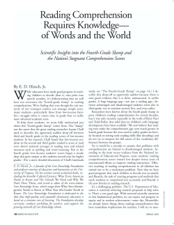 Reading Comprehension Requires Knowledge&mdash; of Words and the