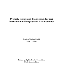 Property Rights and Transitional Justice: Restitution in Hungary and