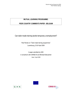 Tailor-made Training Programmes - Belgium