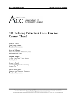 901 Tailoring Patent Suit Costs - Association of Corporate Counsel