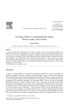 Locating Widows in Mid-Nineteenth Century Pictou