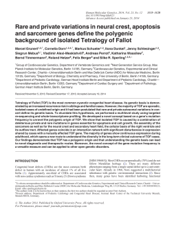 Rare and private variations in neural crest, apoptosis and sarcomere