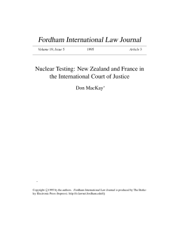 Nuclear Testing: New Zealand and France in the
