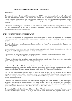 Motivation, personality and temperament