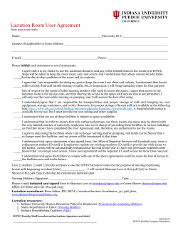 Lactation Room User Agreement
