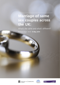 Marriage of same sex couples across the UK
