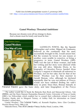 Gamel Woolsey: Thwarted Ambitions - powys