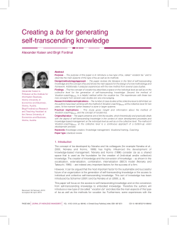 Creating a ba for generating self-transcending knowledge