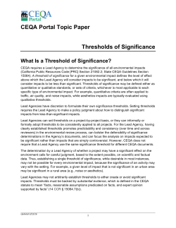 Thresholds of Significance