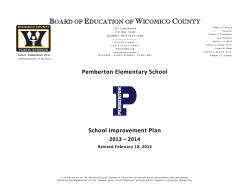 Pemberton Elementary School School Improvement Plan 2013 &ndash; 2014