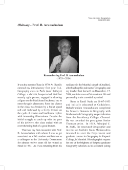 Obituary - Prof. B. Arunachalam - Institute of Indian Geographers