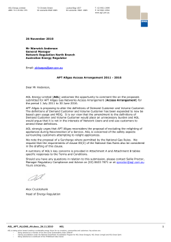 Appendix &ndash; APT Allgas Energy Pty Limited Gas Access Arrangement