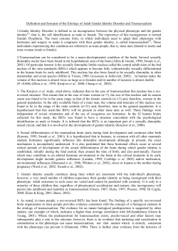 Definition and Synopsis of the Etiology of Adult Gender Identity