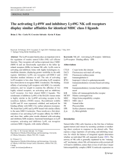 The activating Ly49W and inhibitory Ly49G NK cell receptors display