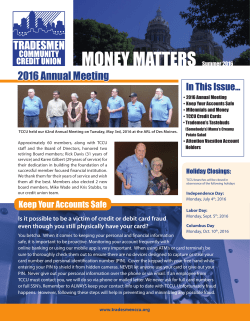 Summer 2016 - Tradesmen Community Credit Union