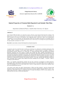 Optical Properties of Chemical Bath Deposited Lead