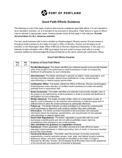 Good Faith Efforts Guidance