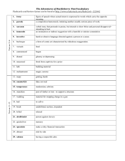 The Adventures of Huckleberry Finn Vocabulary