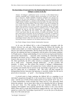 The Knowledge of Good and Evil: The Relationship