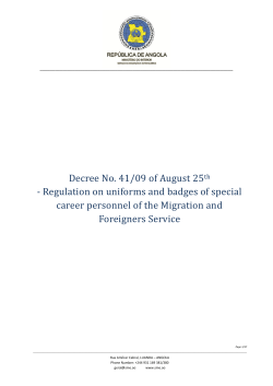 Decree No. 41/09 of August 25th - Regulation on uniforms and