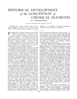 HISTORICAL DEVELOPMENT of the CONCEPTION of CHEMICAL