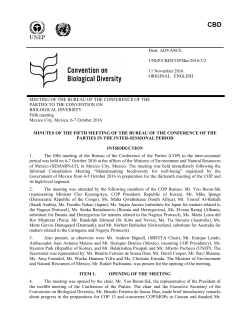 Distr. ADVANCE UNEP/CBD/COP/Bur/2016/3/2 11 November 2016