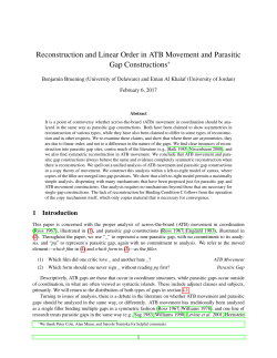 Reconstruction and Linear Order in ATB Movement and Parasitic