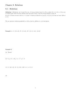 Chapter 9: Relations 9.1